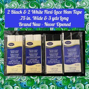 2 Black & 2 White Flexi-Lace Hem Tape